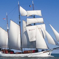 Schip Willem Barentsz zeilend